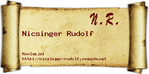 Nicsinger Rudolf névjegykártya